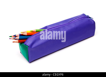 Pencil case on white background Stock Photo