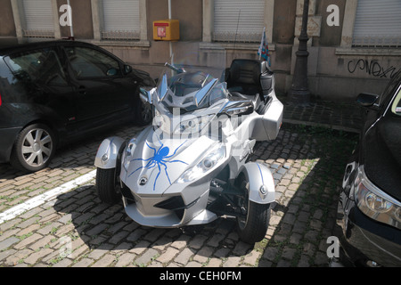 The BRP Can-Am Spyder RT Roadster All terrain Vehicle (ATV) parked in Luxembourg city, the Grand Duchy Luxembourg. Stock Photo