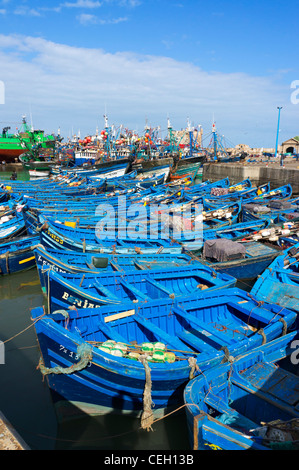 Fishing boats in the harbour at Essaouira, Morocco, North Africa Stock Photo
