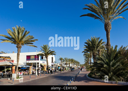 Cafes and restaurants along the promenade outside Agadir Marina, Agadir, Morocco, North Africa Stock Photo