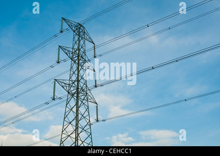 Electricity cable pylon Stock Photo