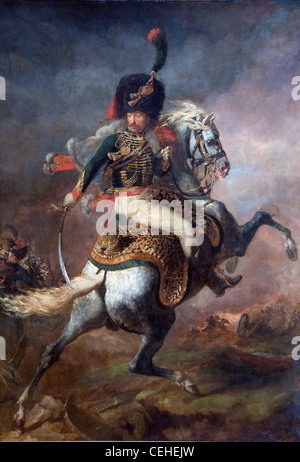 Officier de chasseur à cheval de la garde impériale chargeant Officer of the imperial guard charging 1812 by Théodore Géricault Stock Photo