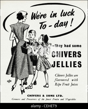 Original advertisement in 1940s era magazine advertising CHIVERS JELLIES Stock Photo