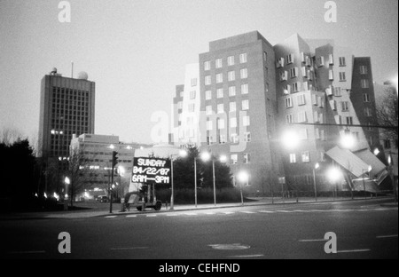 'Mass Ave Bridge Closed / Sunday 04/22/07 6AM-3PM / To Appease Godzilla' Electronic Sign Hack at MIT, 2007 Stock Photo