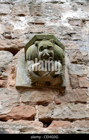 copies of carved corbels stone supports used to support the roof of rufford abbey nottinghamshire england uk Stock Photo