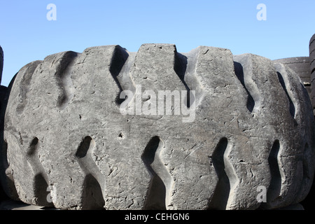 Pile of stacked old tire for rubber recycling Stock Photo