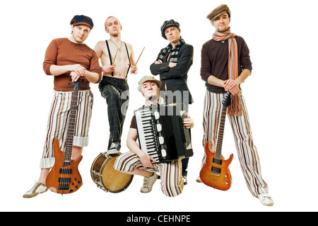 cool musical band isolated on white background Stock Photo