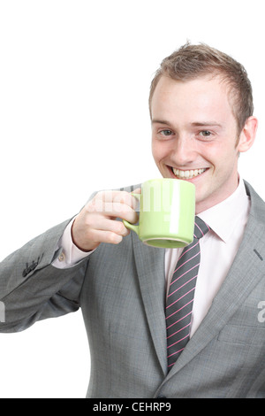 Business man drinking his coffee Stock Photo