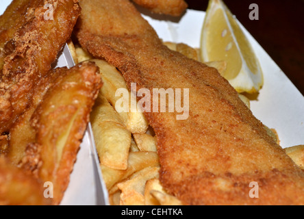 fish and chips, calamari, Chiko Roll, potato scallop, lemon fried seafood Stock Photo