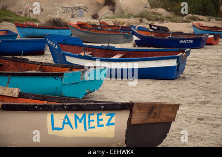 Fishing boats on beach,Paternoster,Western Cape Province Stock Photo