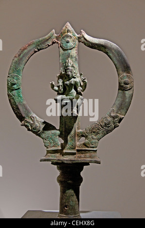 Trident bearing the image of Mariyammai goddess of smallpox  Tamil Nadu -  Tanjore Cola Period  India 10 Century Stock Photo