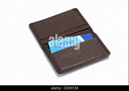 An Oyster card in a leather card holder Stock Photo