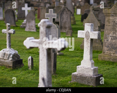 Crucifix Gravestones in a Cemetery, St Andrews, Scotland Stock Photo