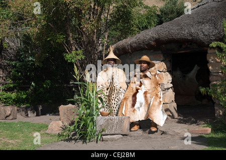 Two men at Basotho Cultural Village,Qwa Qwa,Eastern Free State Province Stock Photo
