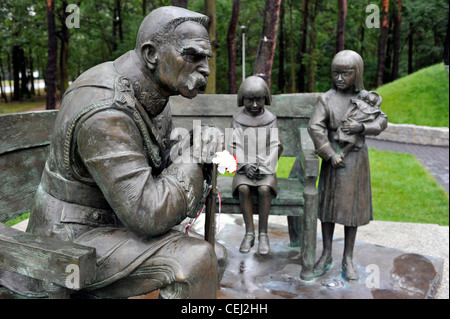 Statue of Field Marshal Jozef Pilsudski in Sulejowek, a small municipality south-east of Warsaw, Poland. Stock Photo