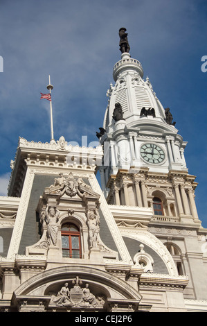 Pennsylvania, Philadelphia. Historic City Hall, c. 1871. Statue of William  Penn on top of the tower Stock Photo - Alamy