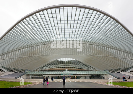 Entrance of the Liège-Guillemins train station at Liège, Belgium Stock Photo