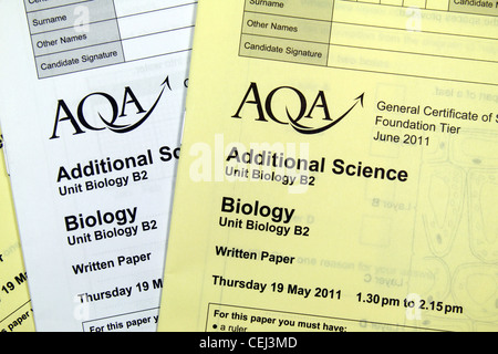 The GCSE AQA Science Biology Higher Tier paper completed by UK Stock