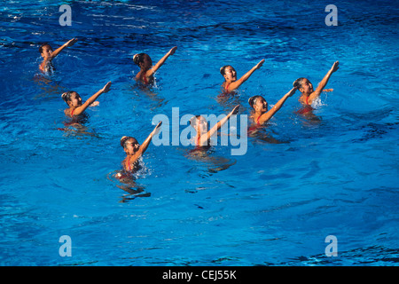 Japanese Team in the Synchronized Swimming competition at the 1994 World Aquatic Championships. Stock Photo