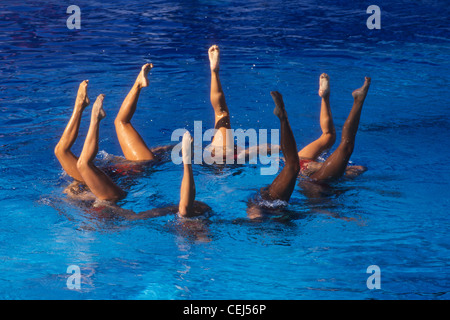 Japanese Team in the Synchronized Swimming competition at the 1994 World Aquatic Championships. Stock Photo