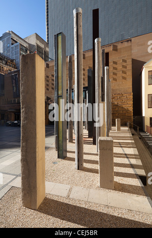 Edge of the Trees sculpture by Janet Laurence and Fiona Foley and Museum of Sydney, Australia Stock Photo