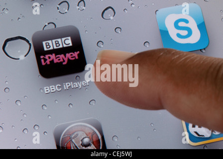 Close up of icon for the BBC iPlayer app on an iPad Stock Photo