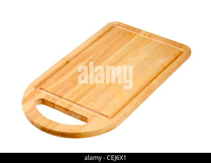 Rectangle wooden cutting board isolated on white Stock Photo