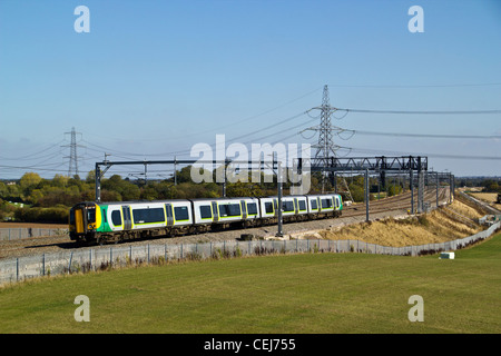 London Midland trains class 350 emu train near Lichfield, Staffordshire, England. Stock Photo
