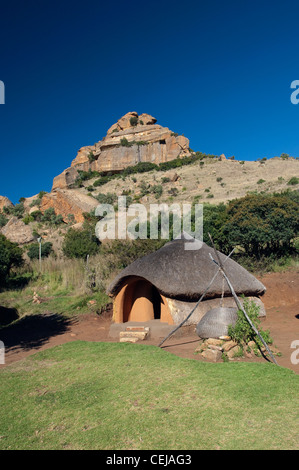 Traditional hut at Basotho Cultural Village,Qwa Qwa,Eastern Free State Province Stock Photo