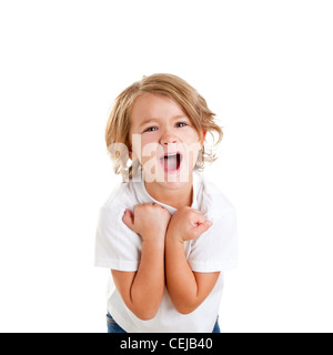 Children Kid Screaming With Happy Expression Hand Up Isolated On White ...