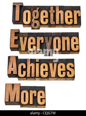 TEAM - together everyone achieves more - teamwork and cooperation concept - a collage of isolated words Stock Photo