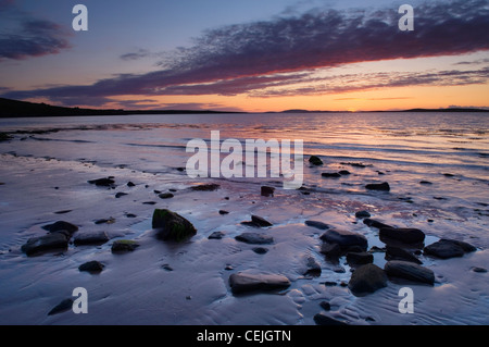 Sunset at the Sands of Mussetter on the island of Eday, Orkney Islands, Scotland. Stock Photo