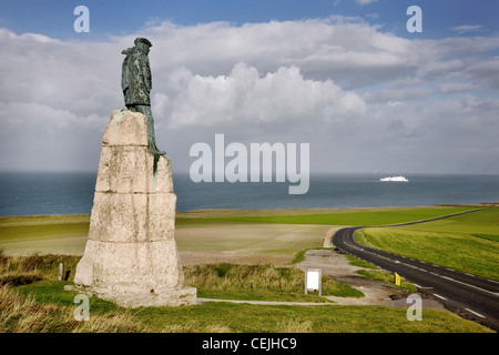 Statue of Hubert Latham, first French aviation pioneer to cross the English Channel in a airplane in 1909, Cap Blanc Nez, France Stock Photo