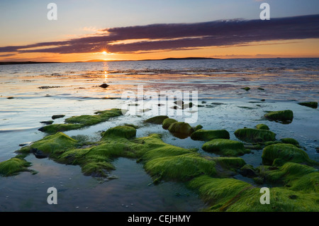 Sunset at the Sands of Mussetter on the island of Eday, Orkney Islands, Scotland. Stock Photo