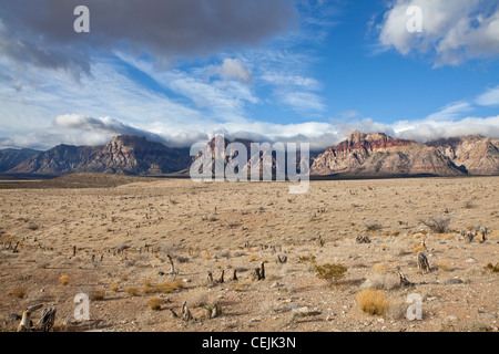 Spring storms roll over Red Rock National Conservation Area in Southern Nevada. Stock Photo