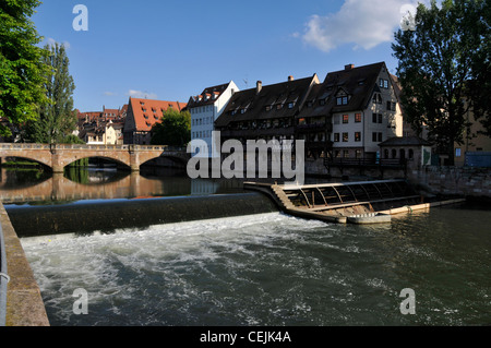 The Max bridge over the river Pegnits in Nuremberg, Germany Stock Photo