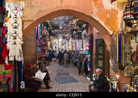 Rue Souk Smarine in the Souks, Medina, Marrakech, Morocco, North Africa Stock Photo