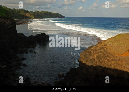 Rugged coast at Gris Gris, Mauritius. Stock Photo