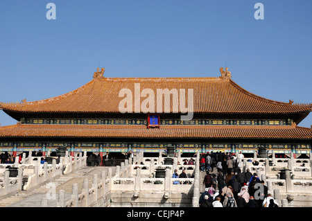 Hall of Supreme Harmony Forbidden City China Beijing Palace Museum ceremonial ramp Imperial Way symbolic bas-relief carving Stock Photo