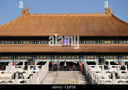 Hall of Supreme Harmony Forbidden City China Beijing Palace Museum ceremonial ramp Imperial Way symbolic bas-relief carving Stock Photo