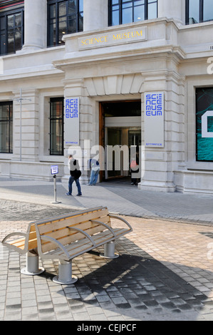 Entrance to The Science Museum with seating in Exhibition Road 'shared space' highway project Stock Photo