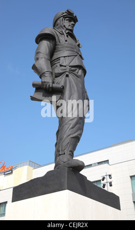 Eurovea shopping centre. Statue of gen. Stefanik. Bratislava. Slovakia. Stock Photo