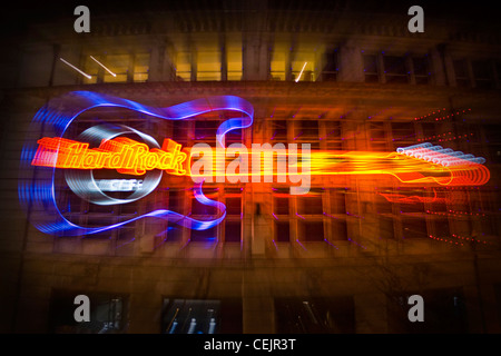 The Hard Rock Cafe sign at the Printworks Manchester, UK. Stock Photo