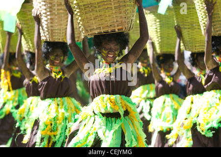 Tribal dancers,Dinagyang festival 2012,Iloilo City,Philippines Stock Photo