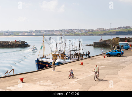 Fishing boats in the harbour at Portrush, County Antrim, Northern Ireland Stock Photo