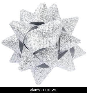 Silver glitter bow Stock Photo