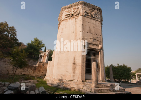 Tower Winds (Aerides) or Horologion Kyrrhestos built astronomer Andronikos Kyrrhos in Macedonia octagonal tower pentelic Stock Photo
