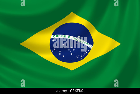 Brazil flag waving in the wind. National flag of Brazil. Sign of Brazil ...