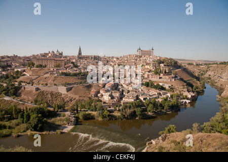 city Toledo declared World Heritage Site UNESCO in 1986 old city surrounded on three sides bend in Tagus River contains Stock Photo