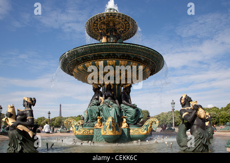 France, Paris, Concorde Square, Fountain of River Commerce and Navigation Stock Photo